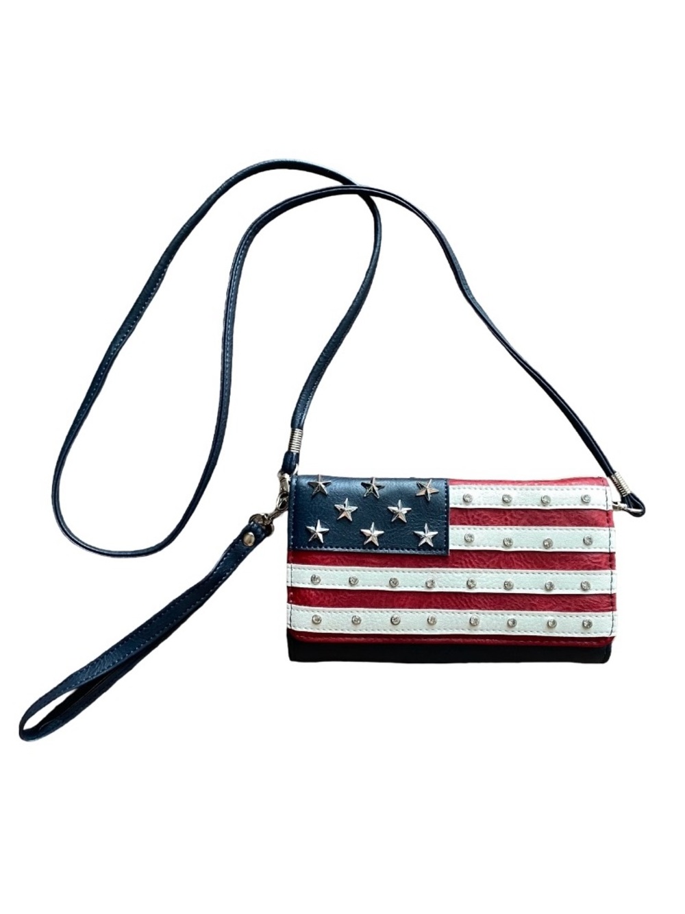 American Flag Wallet Crossbody Wristlet
